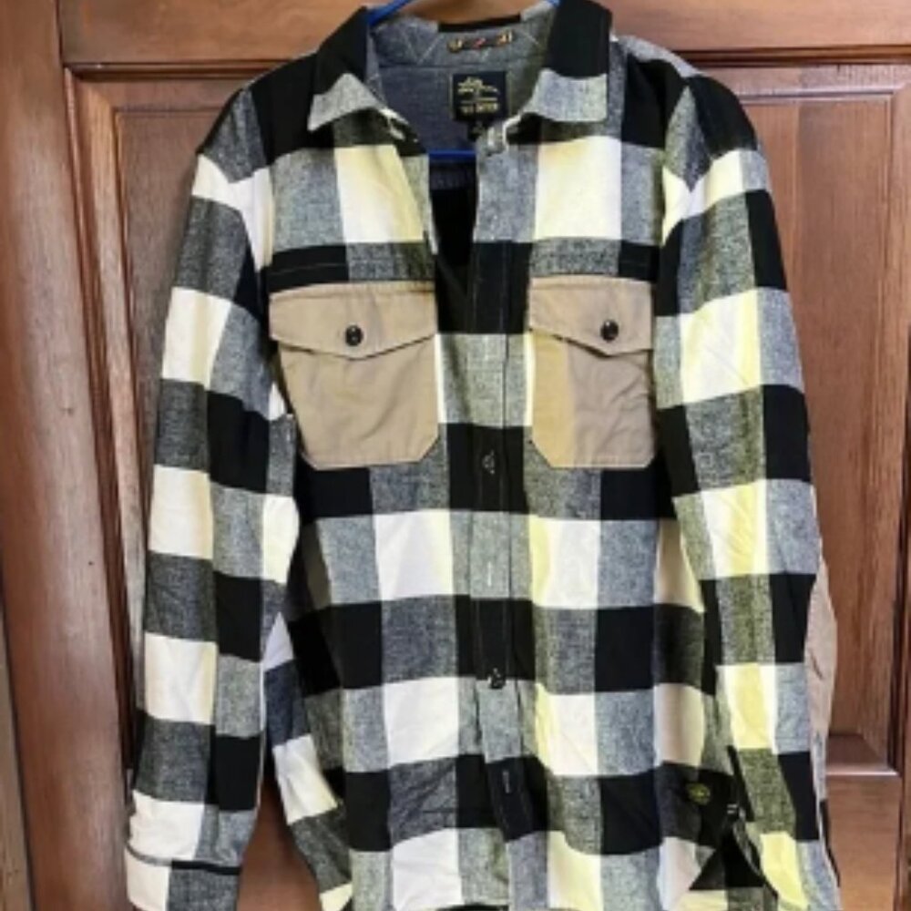 LL Bean & Todd Snyder Black and Cream Buffalo Plaid Shirt Size Large